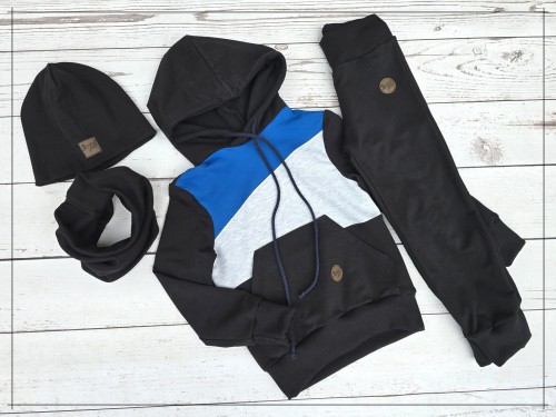 Bluza dziecięca z kapturem – czarno-niebiesko-szara