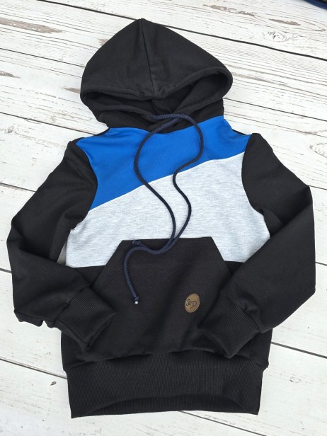 Bluza dziecięca z kapturem – czarno-niebiesko-szara
