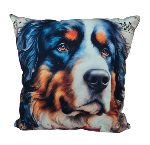 Poszewka dekoracyjna na jaśka – Berneński pies pasterski w artystycznym stylu